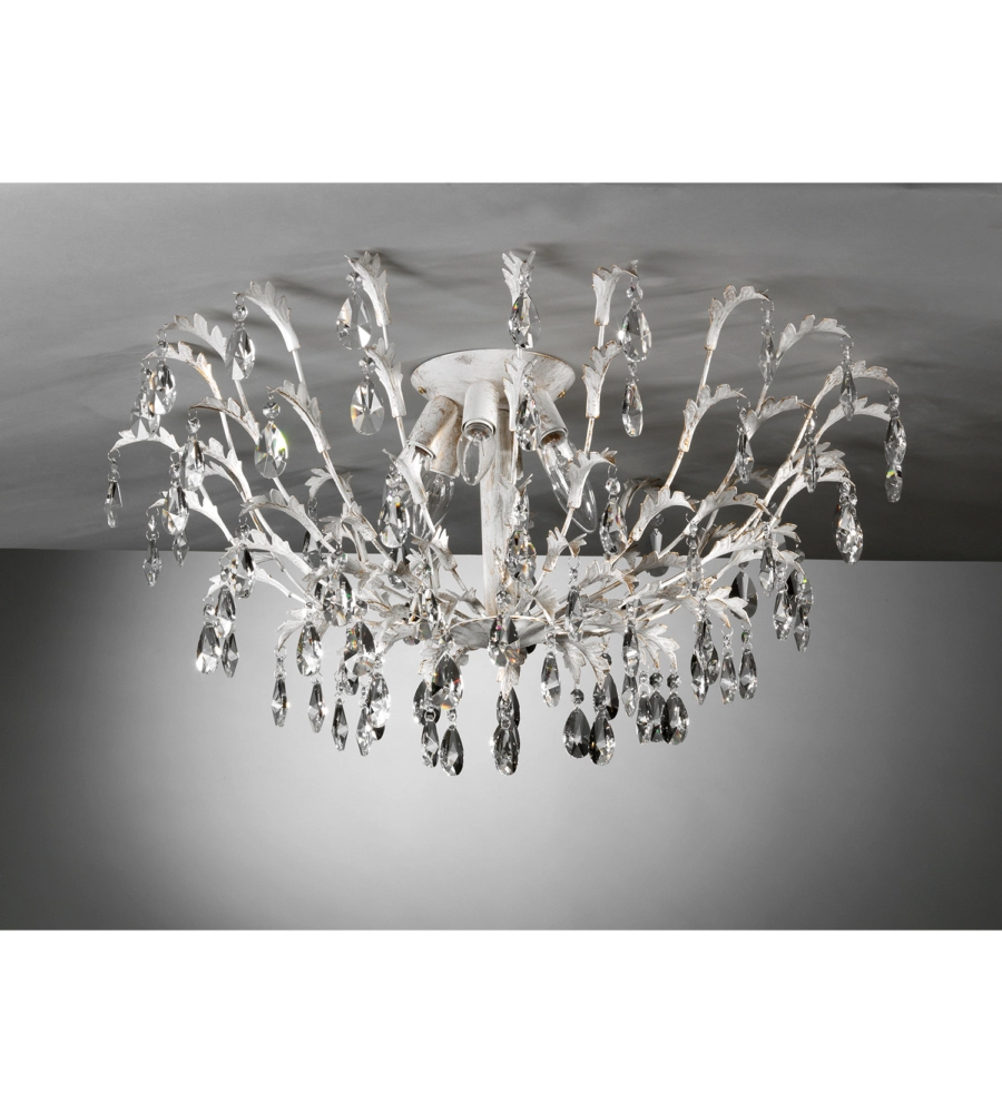 LAMPADARIO 6 LUCI ONLI "CESTA" AVORIO E14